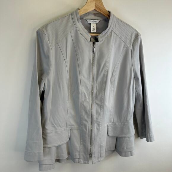 WHBM Light Gray Full Zip Blazer Jacket Womens Size 14 Business Casual Feminine - Picture 2 of 16
